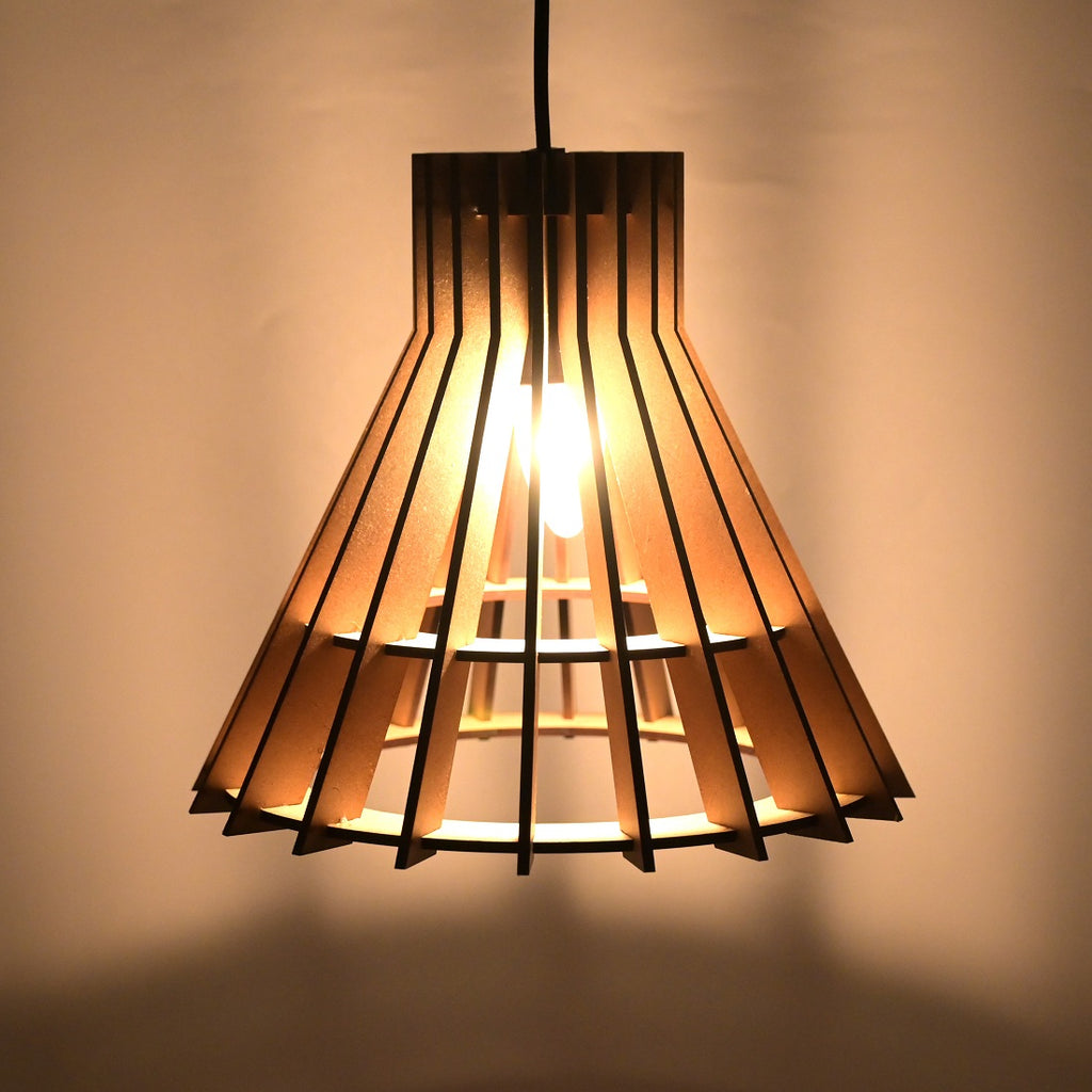 Wooden Pendant Light for Living Room, Dining Room & Bedroom | Modern Hanging Ceiling Lamp (28 x 28 x 107 cm)