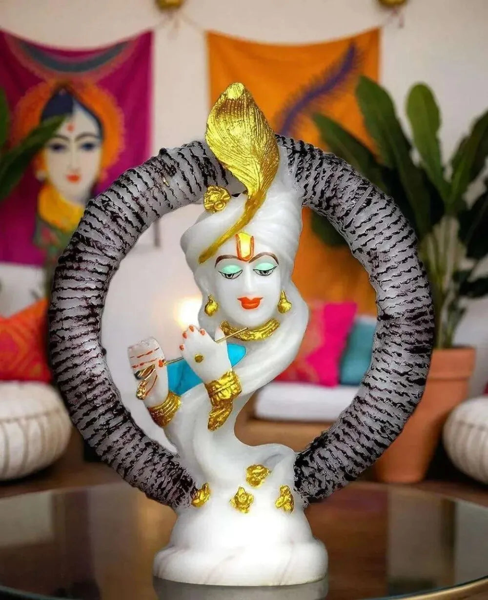 Elegant Lord Krishna Idol with Flute – Decorative Radha Krishna Showpiece for Home