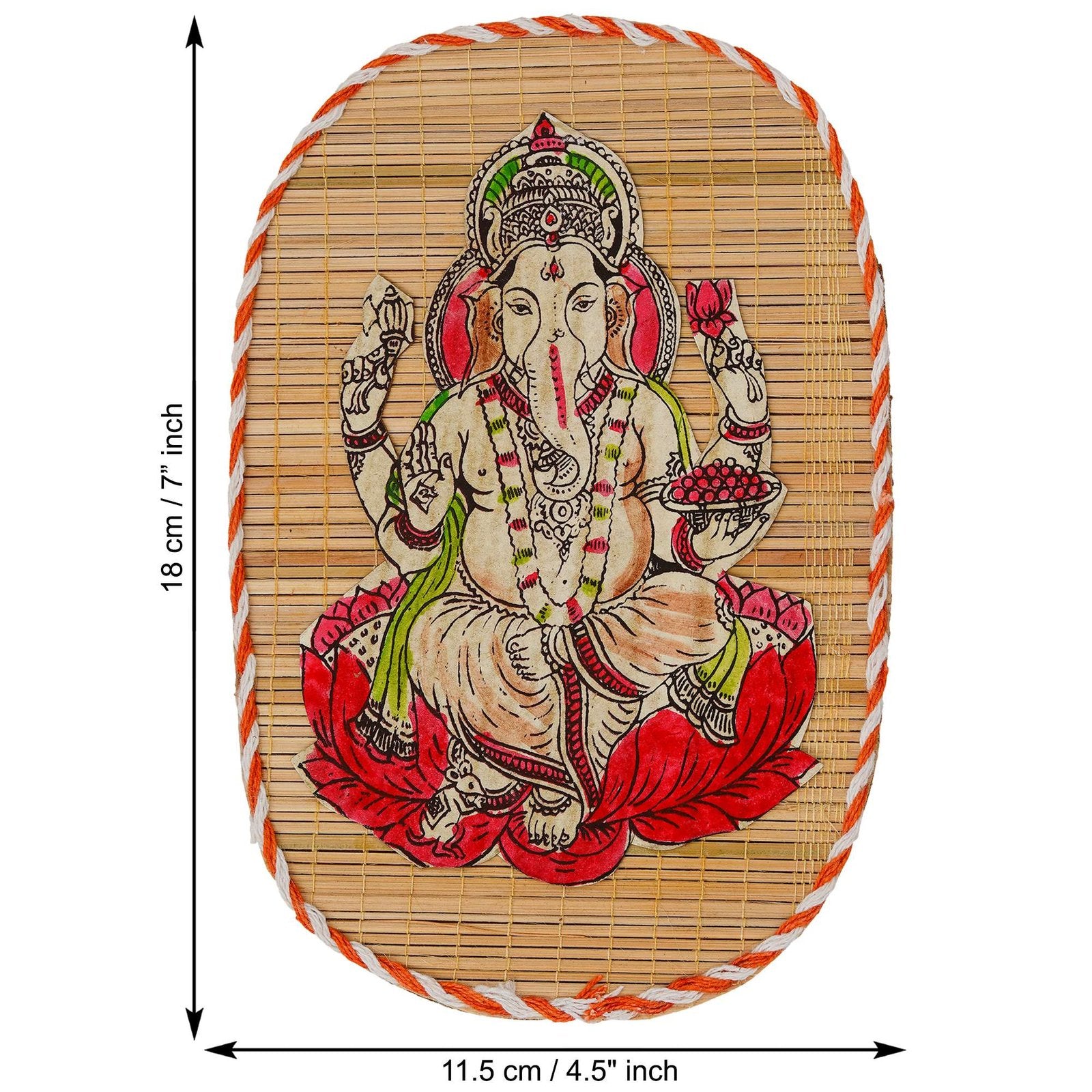 Lakshmi Ganesh Saraswati Bamboo Wall Hanging Set – Hand-Painted Folk Art Decor