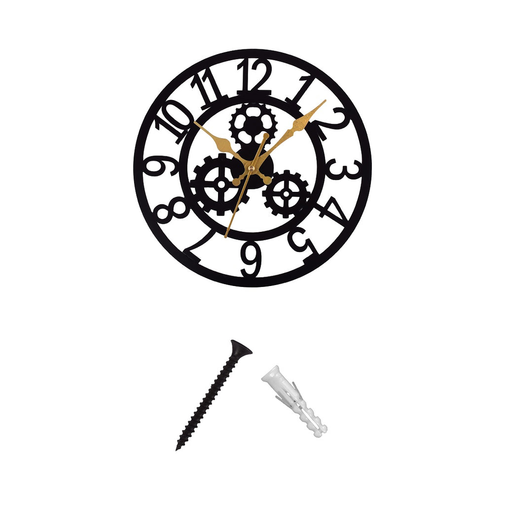 Metal Wall Clock – 39 cm Stylish Black Decorative Wall Clock for Home, Living Room & Office Décor