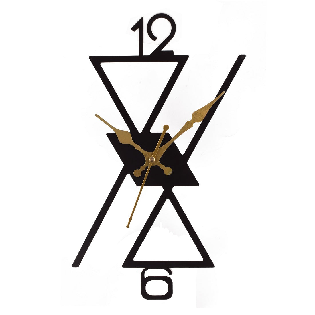 Modern Designer Wall Clock – 37x20 cm Black & Gold Geometric Wall Clock for Living Room, Bedroom & Office Décor