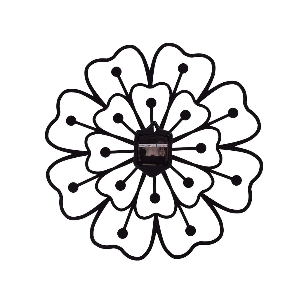 Flower Design Metal Wall Clock 39 cm – Decorative Modern Wall Clock for Living Room, Bedroom & Office