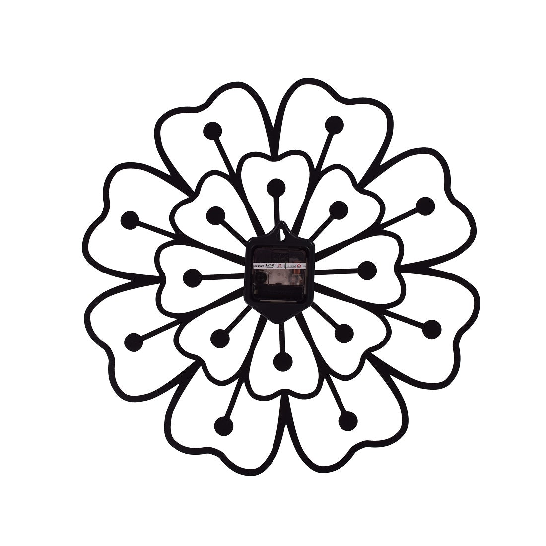 Flower Design Metal Wall Clock 39 cm – Decorative Modern Wall Clock for Living Room, Bedroom & Office