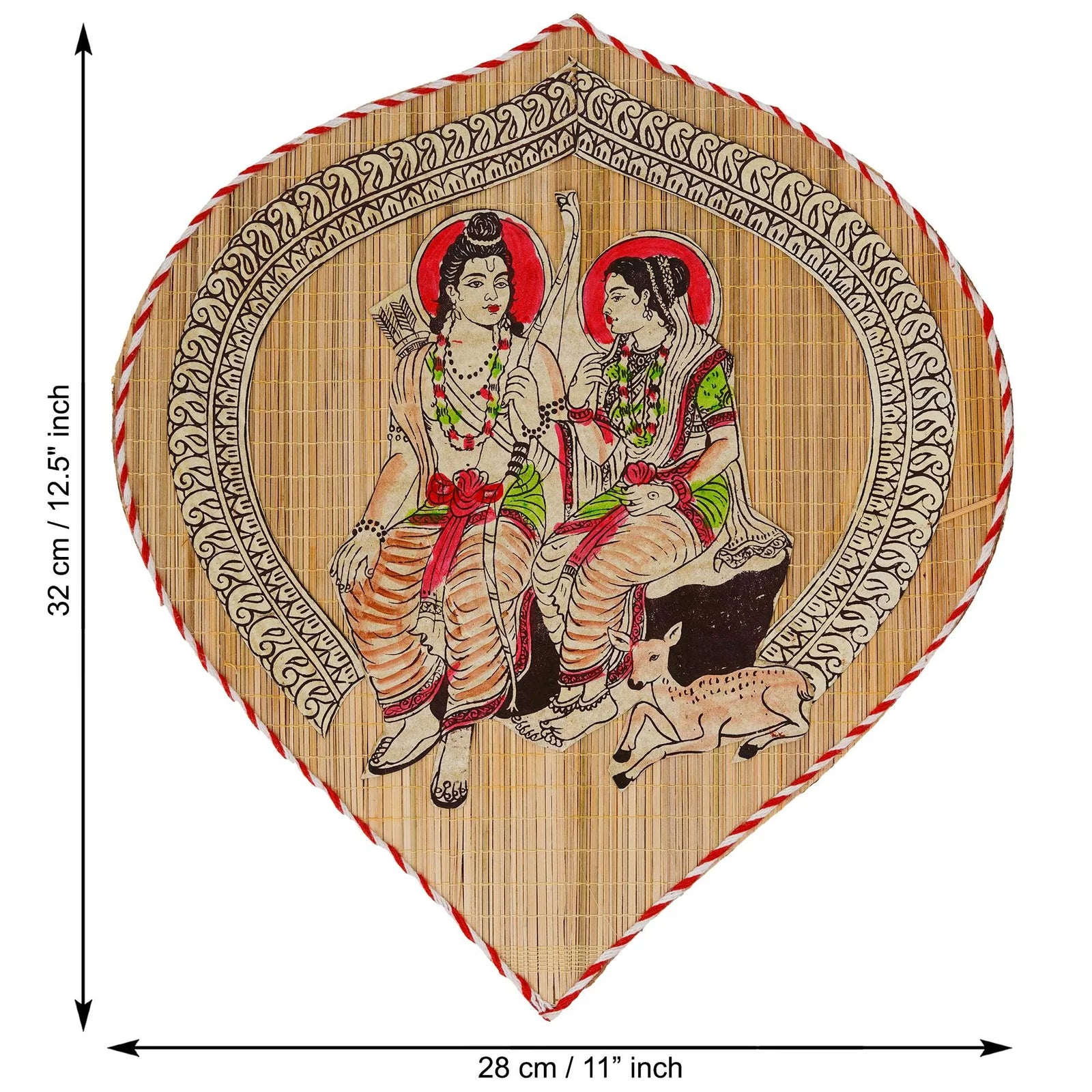 Handmade Bamboo Wall Hanging of Lord Ram & Sita – Traditional Diwali Pooja Gift