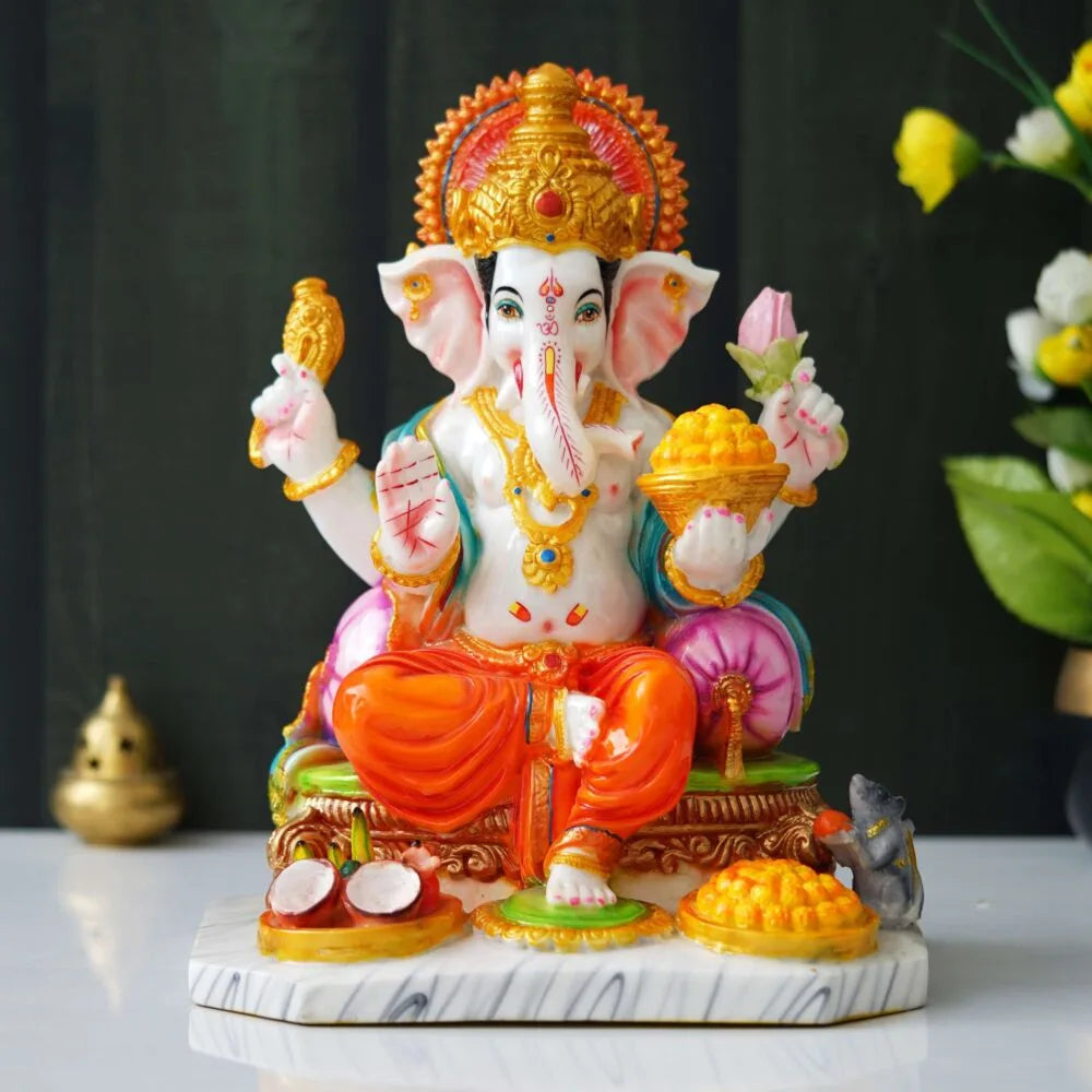 13 Inch Lord Ganesha Idol – Big Ganesh Murti for Home Temple, Mandir, Diwali Puja & Festive Decoration