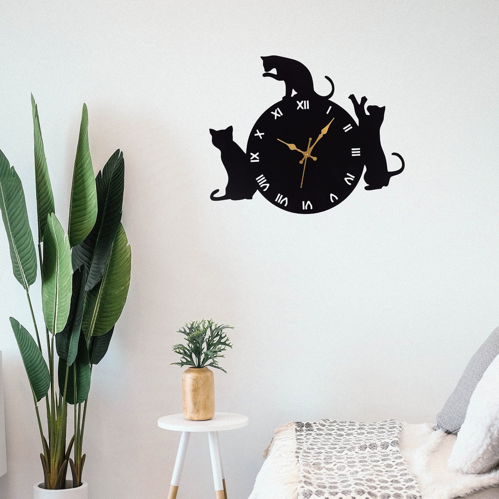 Cat Design Wall Clock – 44x36 cm Decorative Wall Clock for Living Room, Bedroom & Home Décor