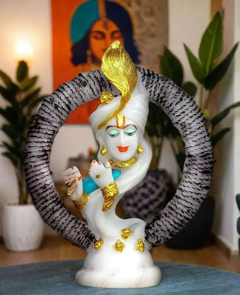 Elegant Lord Krishna Idol with Flute – Decorative Radha Krishna Showpiece for Home