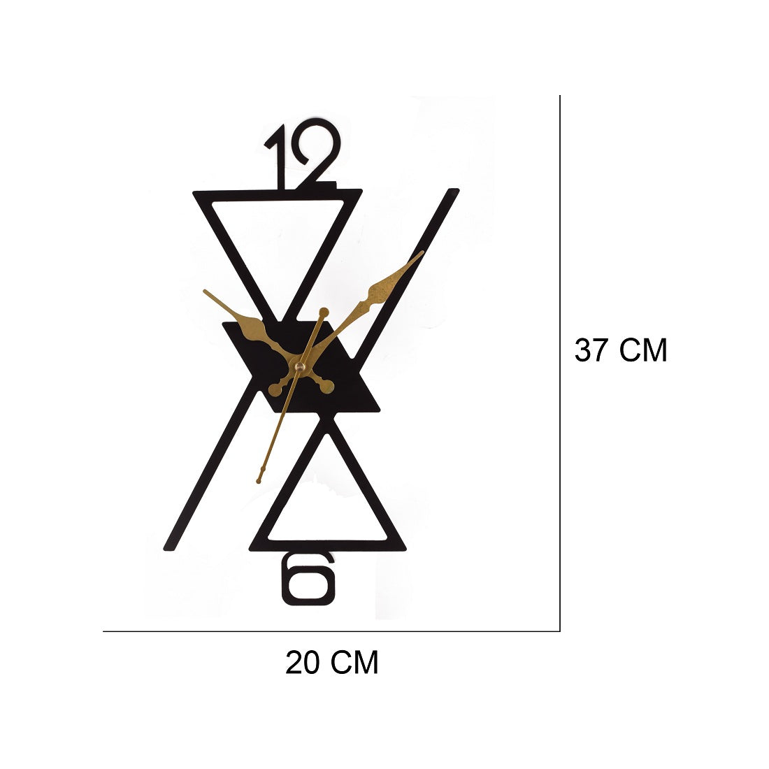 Modern Designer Wall Clock – 37x20 cm Black & Gold Geometric Wall Clock for Living Room, Bedroom & Office Décor