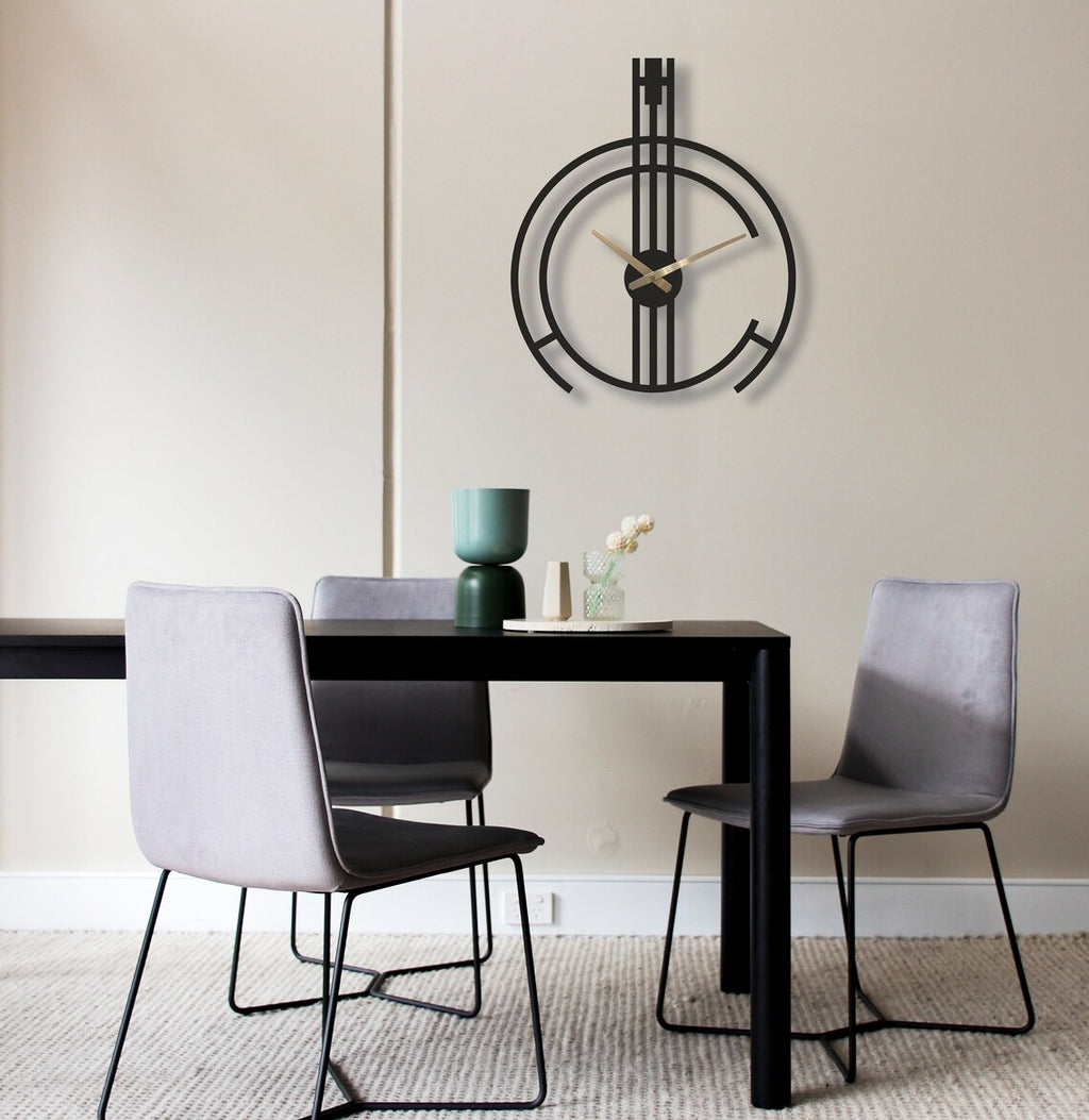 Modern Metal Wall Clock 38x47 cm – Stylish Black & Gold Designer Wall Clock for Living Room, Bedroom & Office