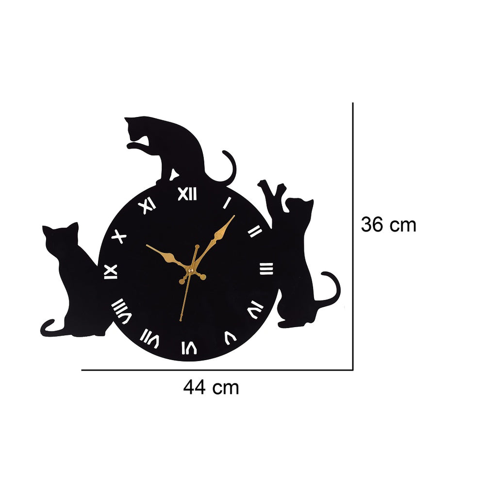 Cat Design Wall Clock – 44x36 cm Decorative Wall Clock for Living Room, Bedroom & Home Décor