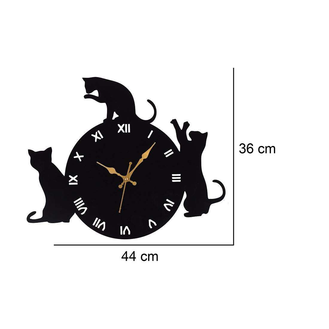 Cat Design Wall Clock – 44x36 cm Decorative Wall Clock for Living Room, Bedroom & Home Décor