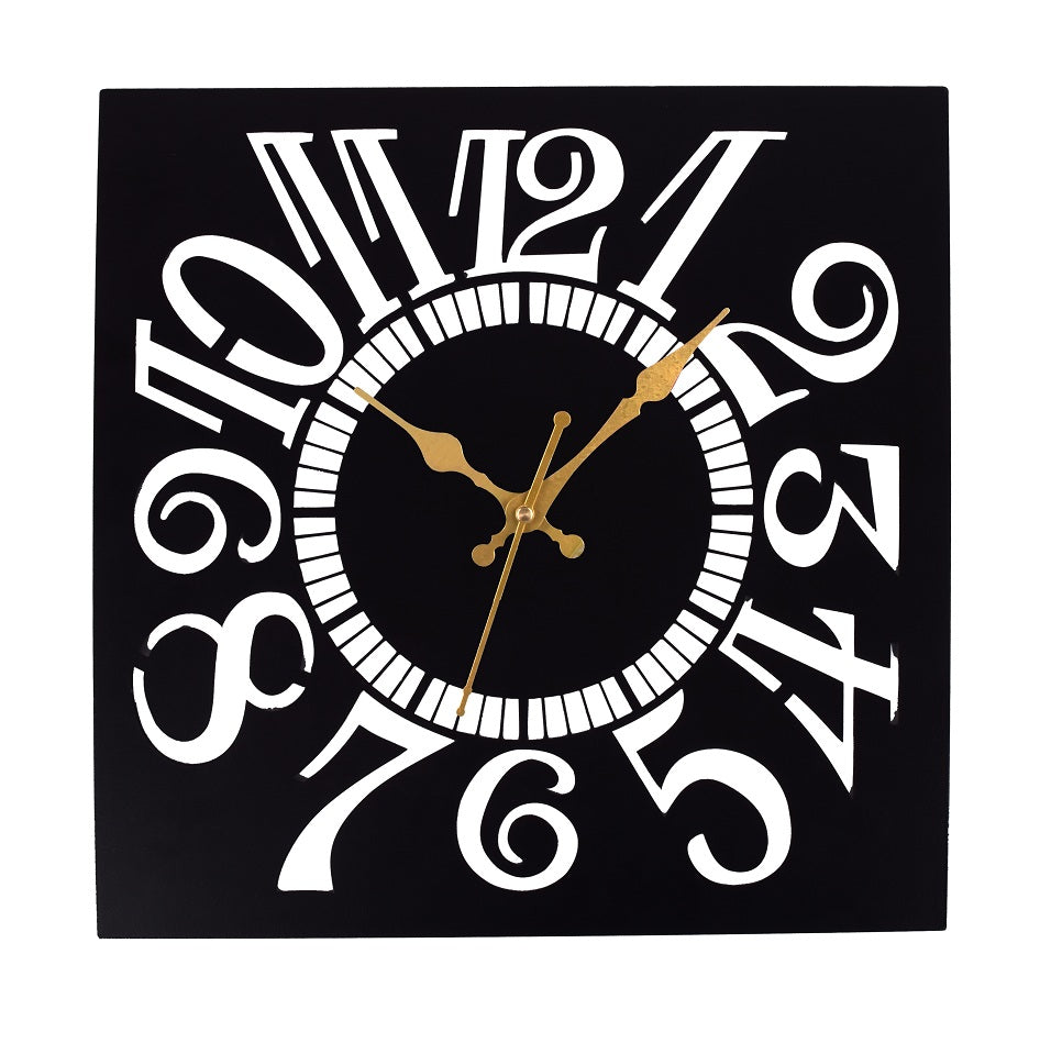 Metal Wall Clock 39 cm– Stylish Black Decorative Wall Clock for Home, Living Room & Office Décor